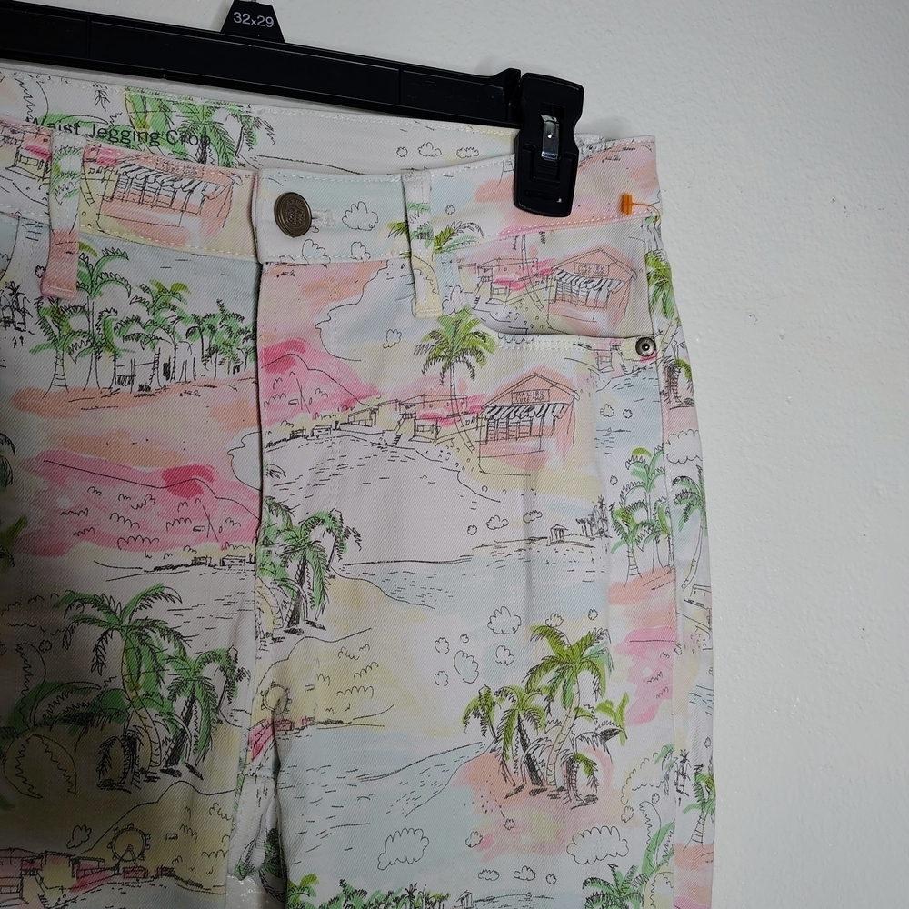 Talbots Flawless Jegging Crop - Coastal Beaches Tropical Print Women Jeans Sz 4P - Picture 7 of 13